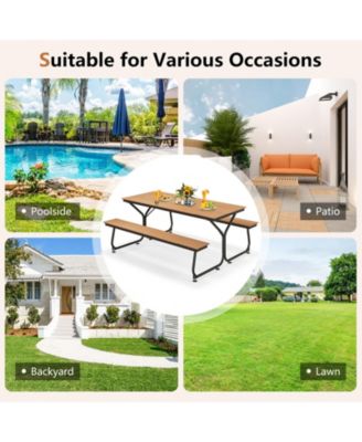 6 Feet Outdoor Picnic Table Bench Set for 6-8 People