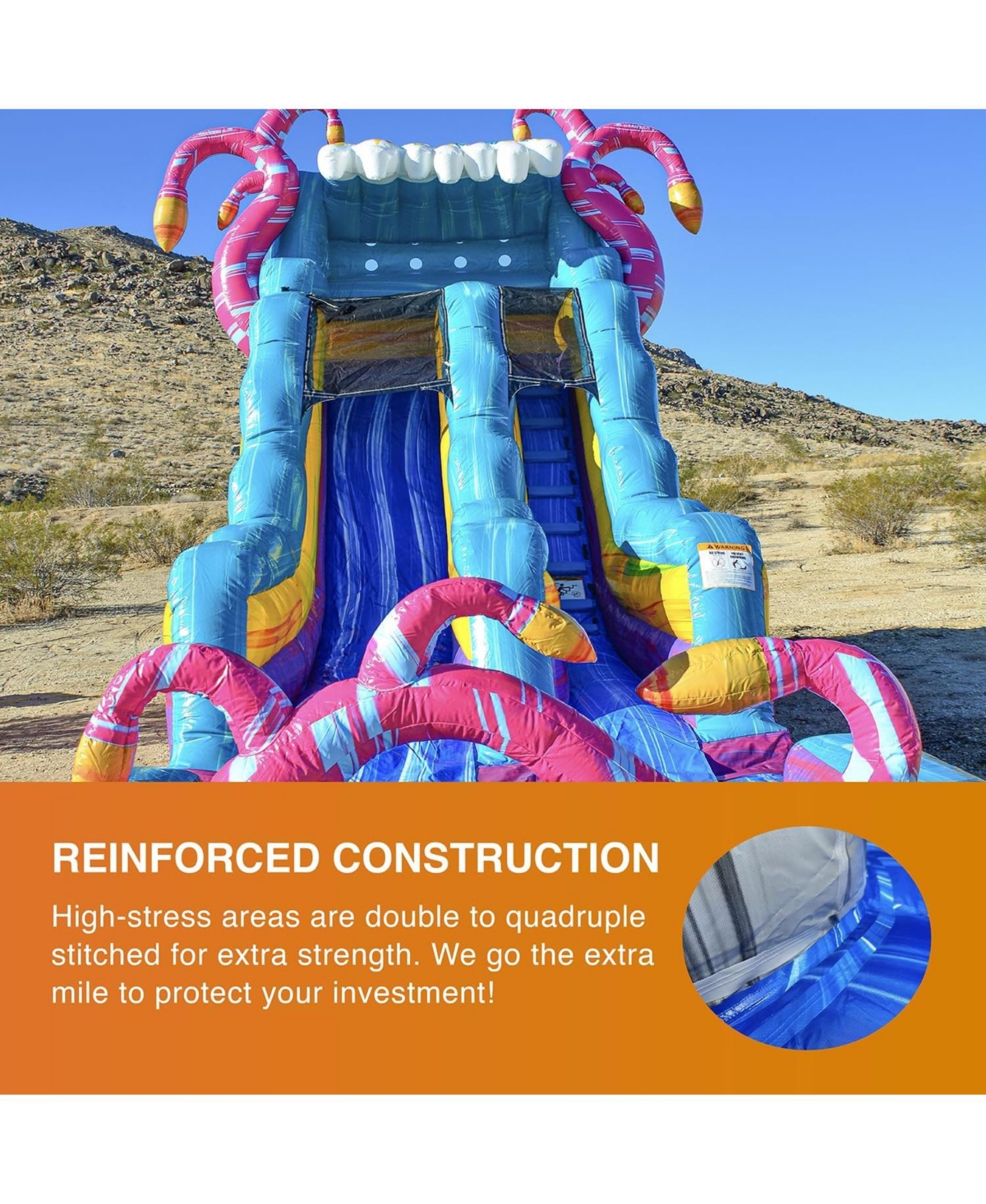 JumpOrange Mystery Jungle Commercial Grade Water Slide with Detachable Deep Pool for Kids and Adults (with Blower), Outdoor Indoor, Wet Dry Use, T