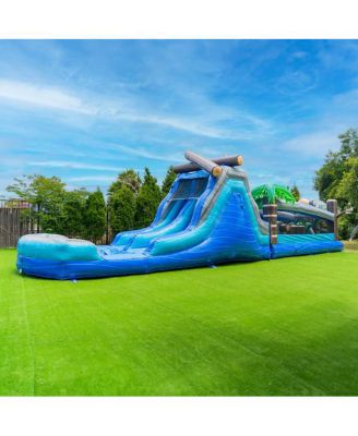 Commercial Grade 45' Tropical Wet/Dry Obstacle with dual lane slide and deep pool