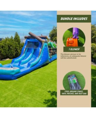 Commercial Grade 45' Tropical Wet/Dry Obstacle with dual lane slide and deep pool