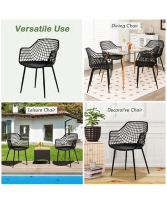 Set of 4 Heavy Duty Modern Dining Chair with Airy Hollow Backrest
