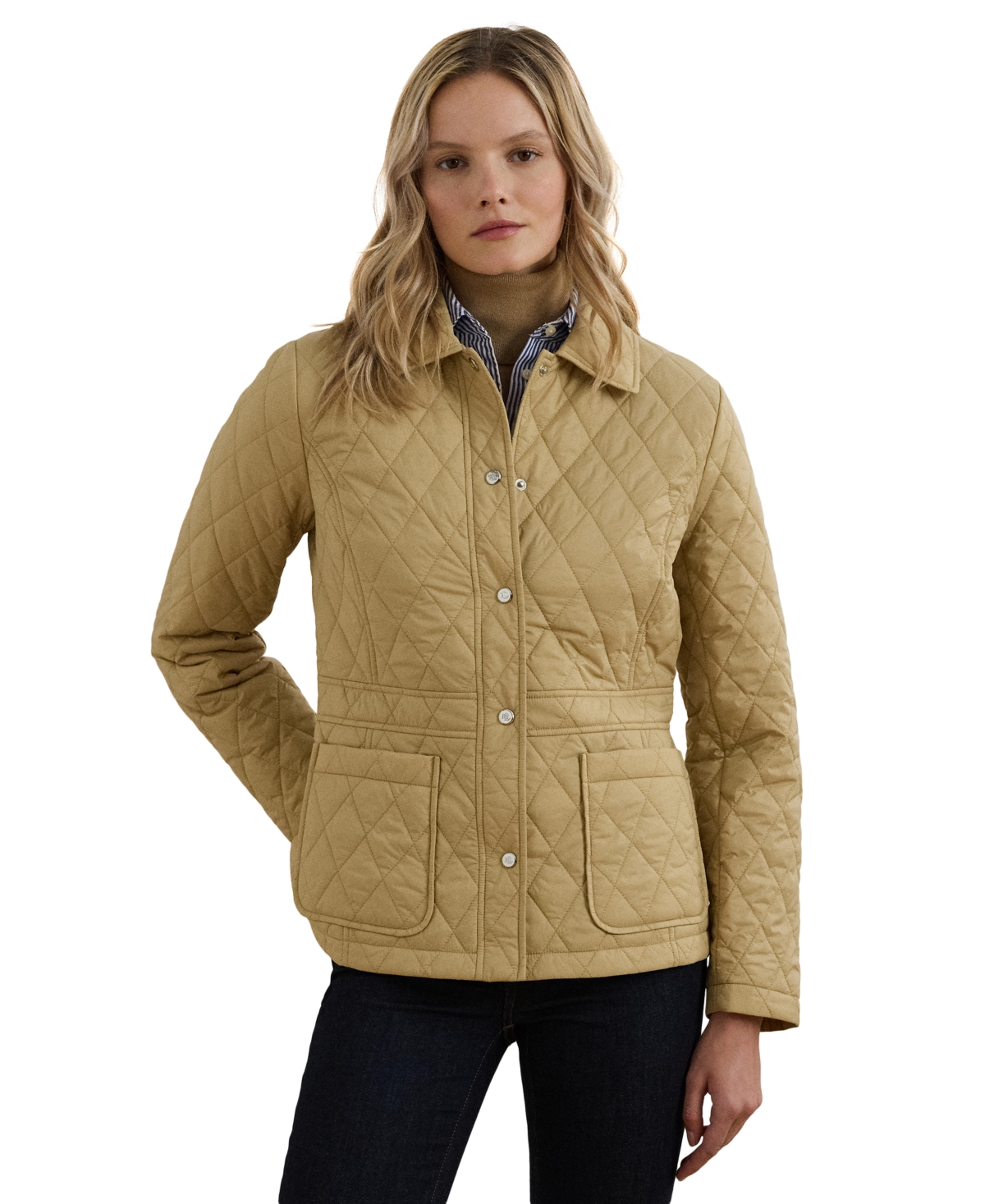 RALPH LAUREN WOMEN'S BUTTON-FRONT COLLARLESS COAT 