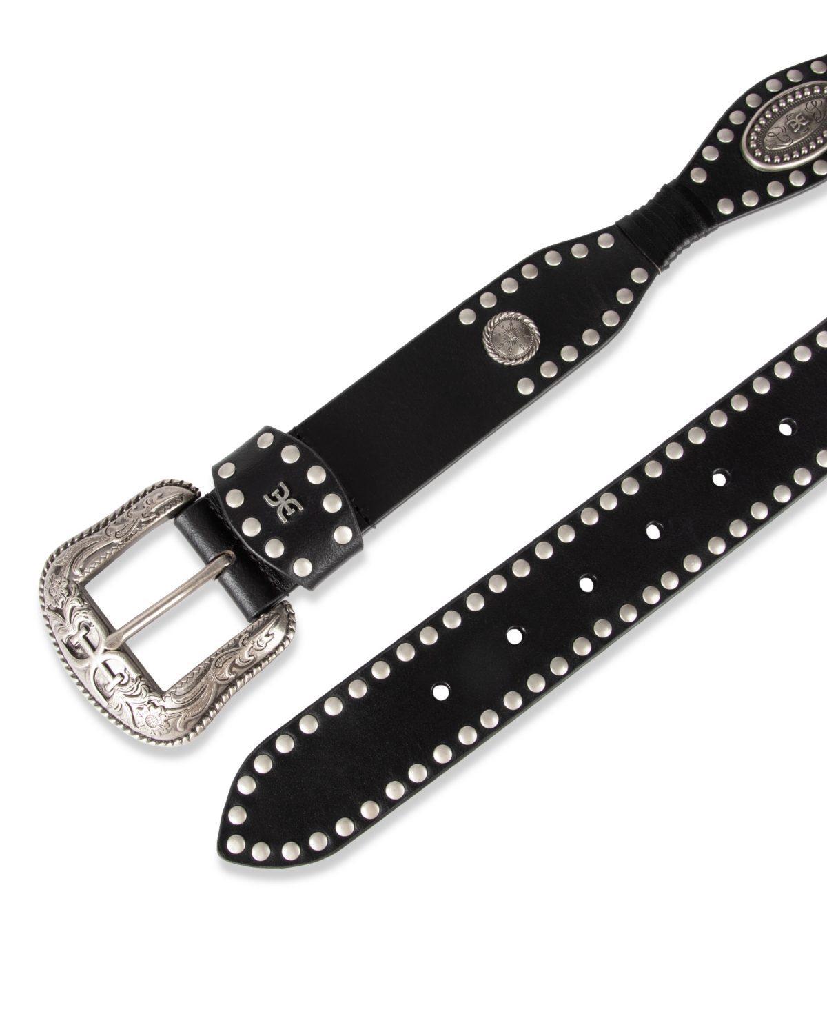 Shop Sam Edelman Women's Western Concho Scalloped Belt In Black