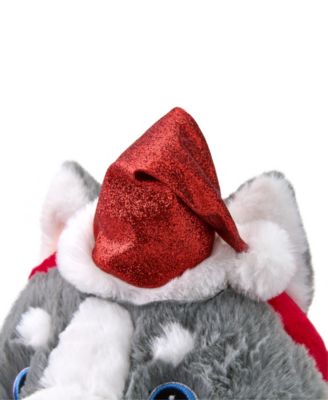 10" Husky with Christmas Hat Plush Toy, Created for Macy's