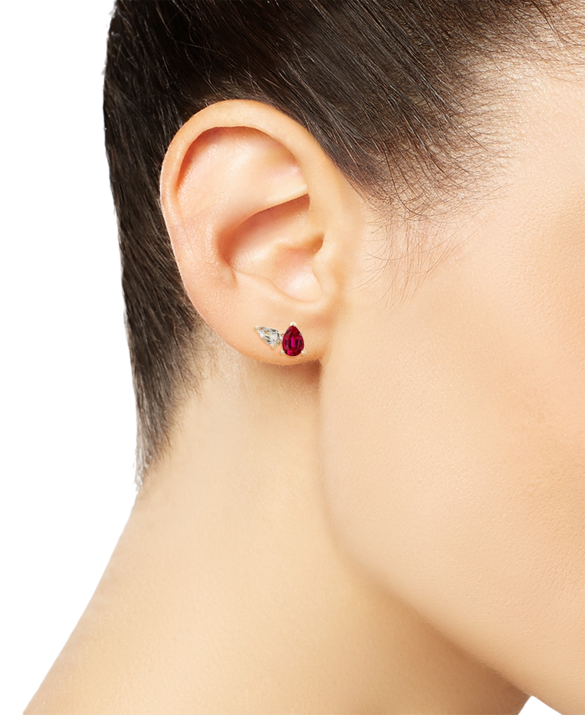 Macy's 2-pc. Set Lab-created Ruby (1-1/2 Ct. T.w.) & Lab-created White Sapphire Pear Duo Pendant Necklace & In Ruby