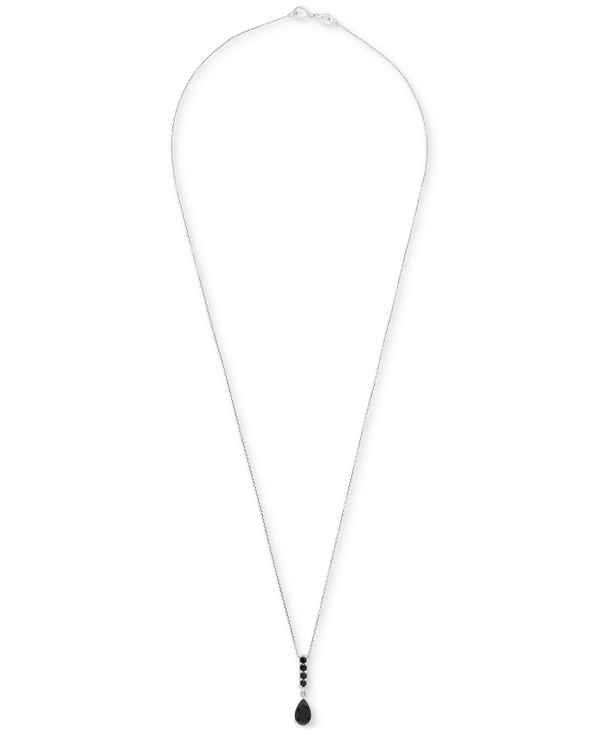 Macy's 2-pc. Set Onyx Pendant Necklace & Dangle Hoop Earrings In Sterling Silver In Onyx