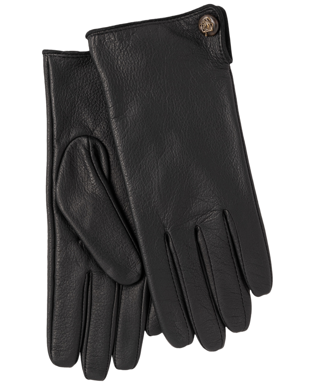 Lauren Ralph Lauren Pebble Leather Gloves With Horse Button