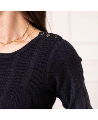 Women's Organic Long Sleeve Flounce Edge Cable Sweater Dress