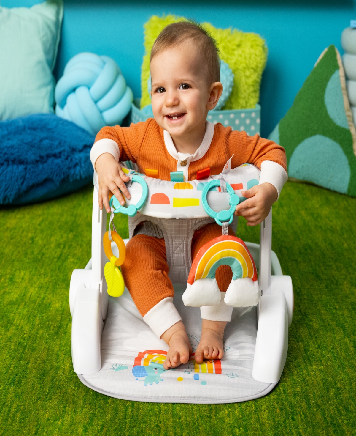 Bright Starts Baby Purple Paradise Learn-to-sit 2-position Floor Seat In Gray Multi