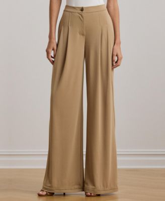 Women's Pleated Stretch Jersey Wide-Leg Pants, Regular & Petite