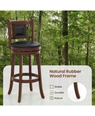 30.5 Inch Upholstered Bar Stools Set of 2 with Curved Backrest and Footrest