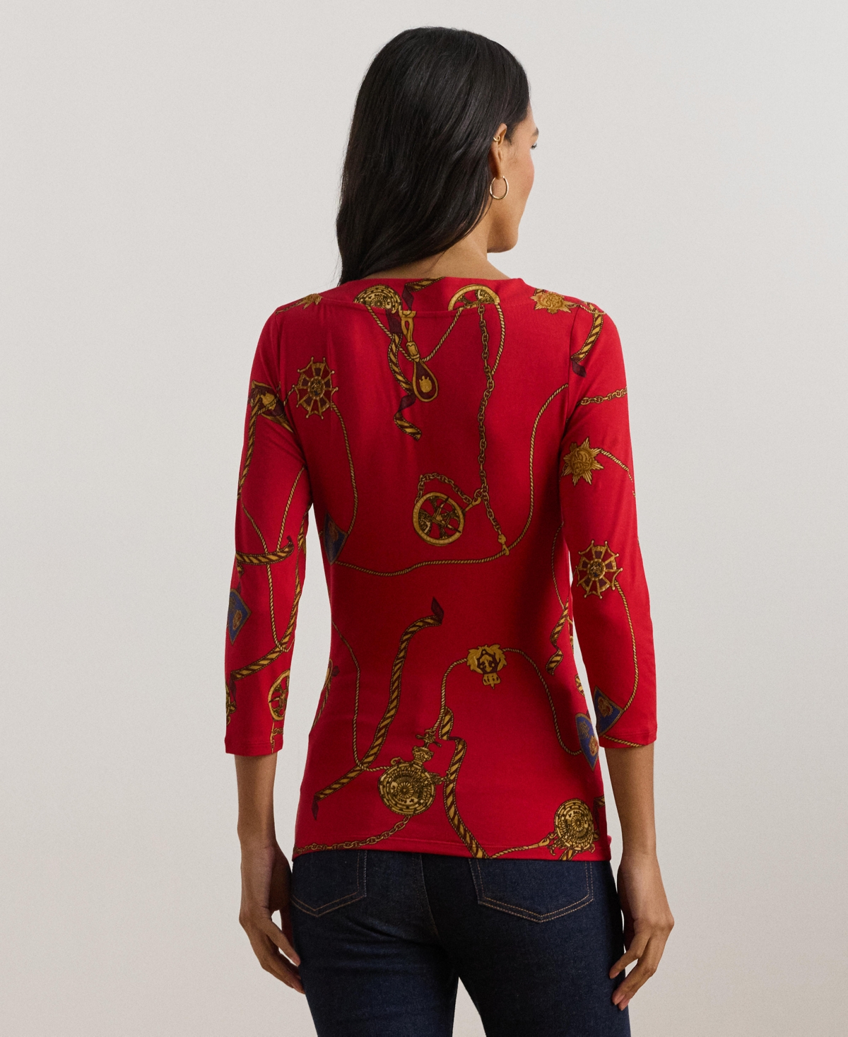 Lauren Ralph Lauren Women's Belting-Print Jersey Surplice Top