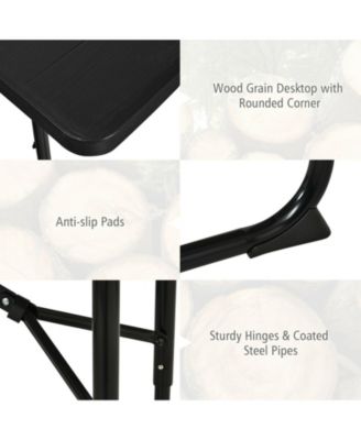 Folding Picnic Black Table Bench Set with Wood-like Texture