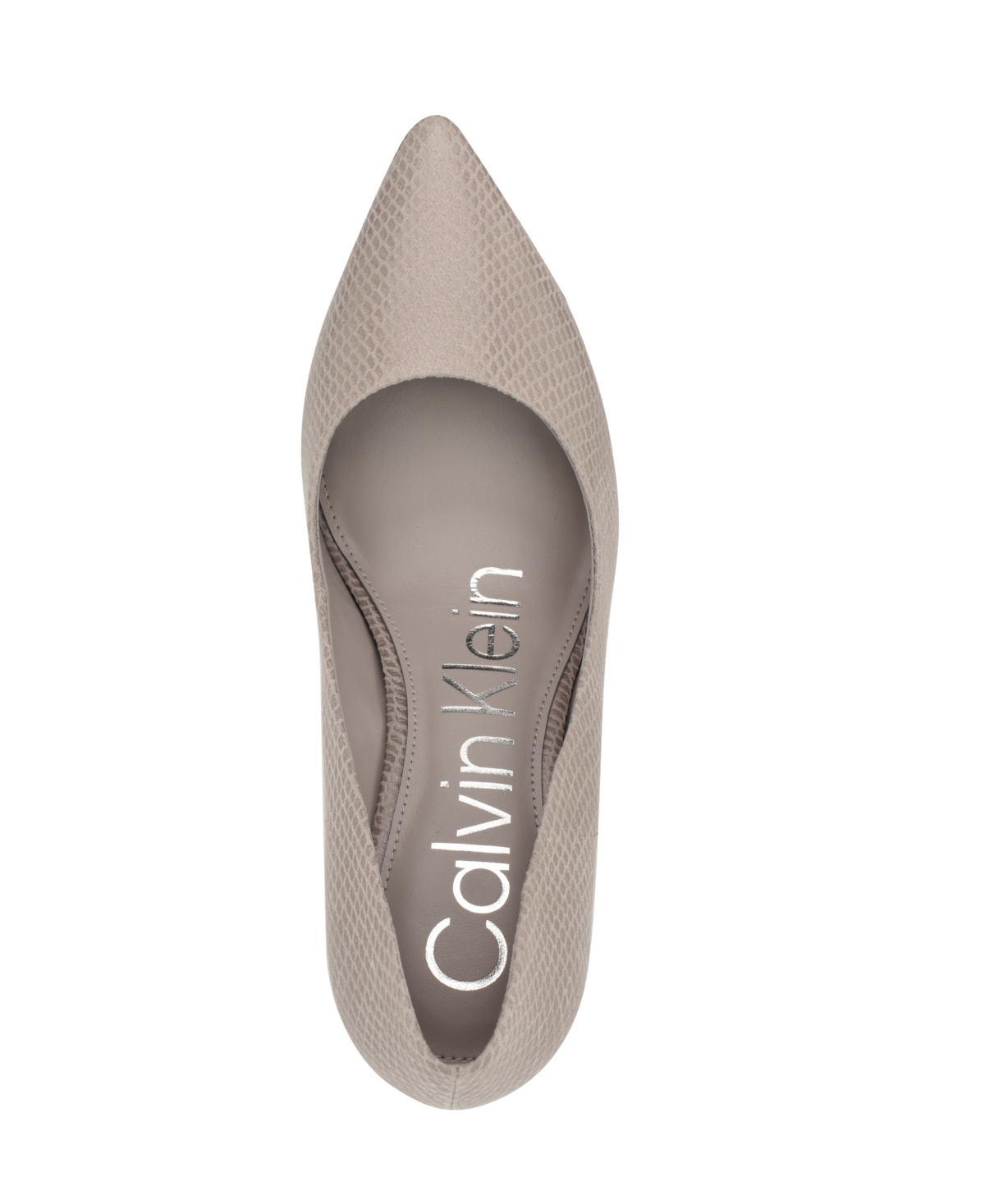 Calvin Klein Gayle Pointed Toe Pump In Taupe Snake Print