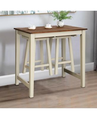 Counter Height Pub Table with 2 Saddle Bar Stools