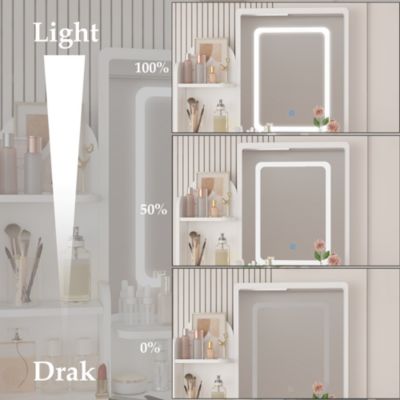 5-Drawer Vanity Set with LED Mirror, Cushioned Stool, and 3-Tier Storage Shelves – Pink MDF Dressing Table