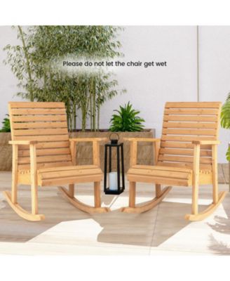 Outdoor Fir Wood Rocking Chair with High Backrest