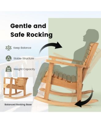 Outdoor Fir Wood Rocking Chair with High Backrest