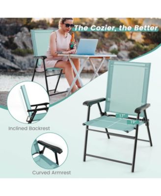 Patio Dining Chair Set of 2 with Armrests and Metal Frame