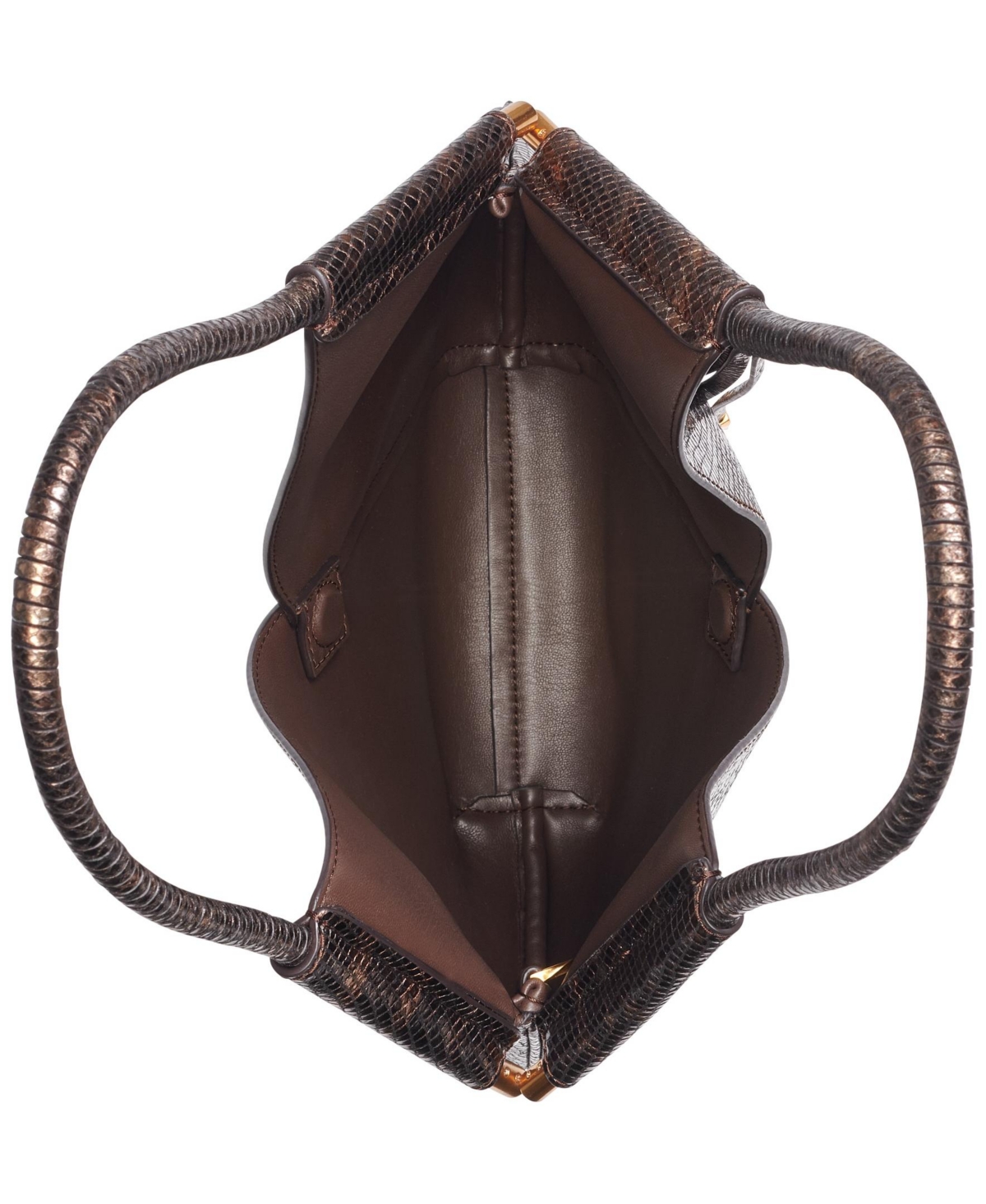 Donna Karan Baldwin Mini Metallic Snake Shoulder With Leather Wrapped Rounded Handle In Snake Gold