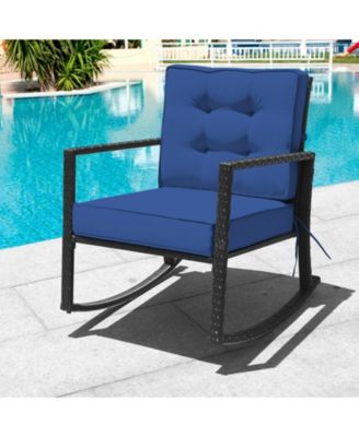 Patio Rattan Rocker Outdoor Glider Rocking Chair Cushion Lawn