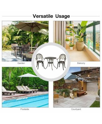 3 Pieces Outdoor Set Patio Bistro with Attached Removable Ice Bucket