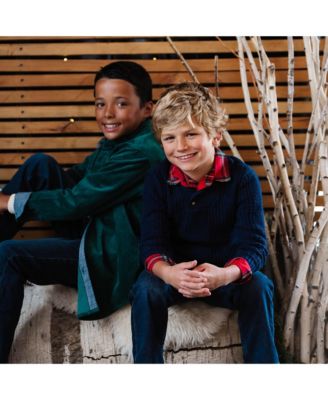 Boys Organic Long Sleeve Textured Shawl Collar Sweater