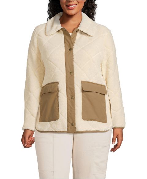 Женские куртки Lands' End Plus Size Fleece High Pile Quilted Jacket