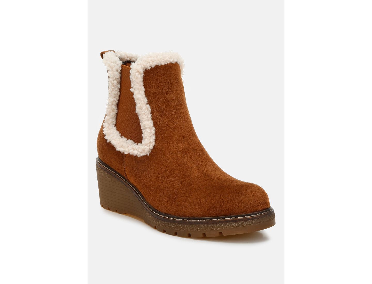 Женские ботинки London Rag Thunderhoof Faux Fur Lined Chelsea, цвет: Бежевый / Хаки — фото 1