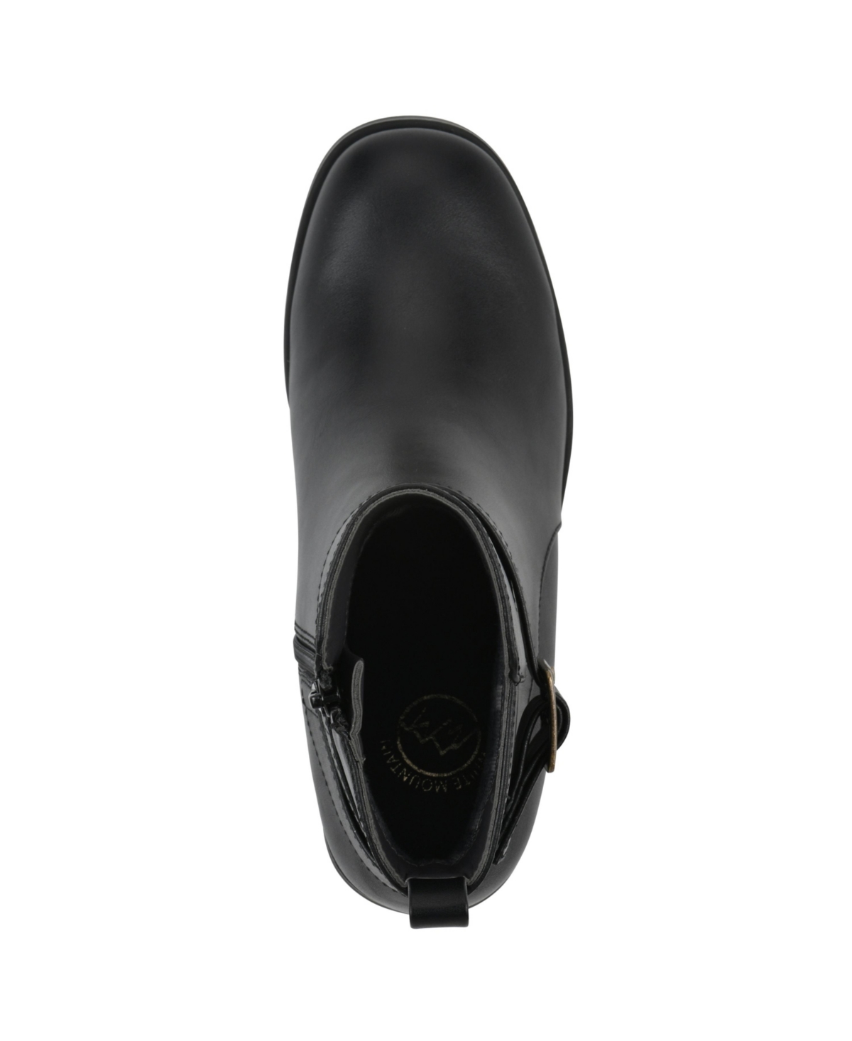 White Mountain Narrows Womens Faux Leather Block Heel Ankle Boots In Black Burnished Smooth
