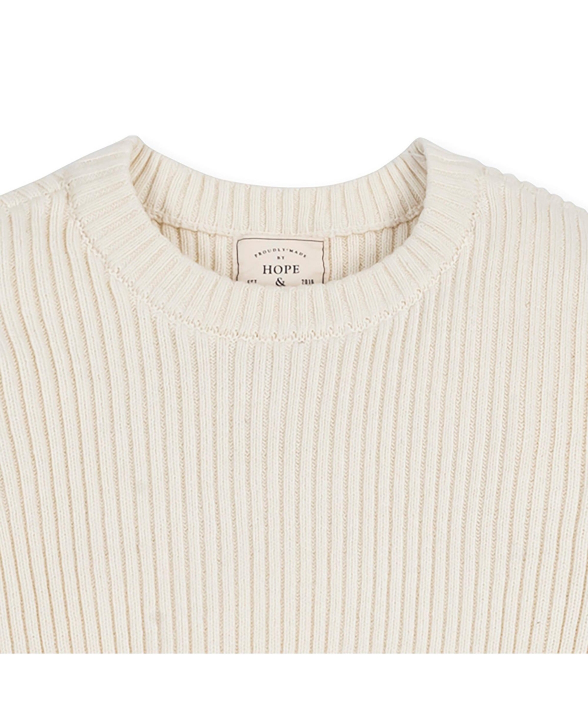 Hope & Henry Men's Organic Crew Neck Herringbone Detail Sweater