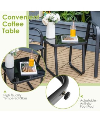 2 Pieces Patio Loveseat Bench Table Furniture Set with Cushioned Chair