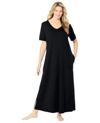 Women's Dreams and Co. V-Neck Short Sleeve Maxi T-Shirt Lounger
