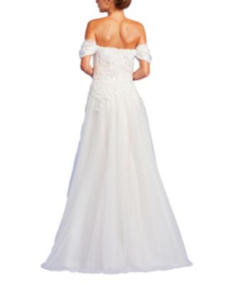 Women's Pierce Off-Shoulder Embroidered Gown