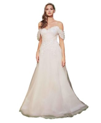 Women's Pierce Off-Shoulder Embroidered Gown