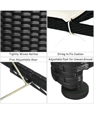 Adjustable Patio Rattan Lounge Chair with Cushioned