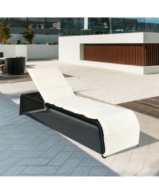 Adjustable Patio Rattan Lounge Chair with Cushioned