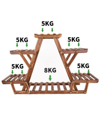 Wooden Plant Stand 6 Tier Bonsai Display Shelf Carbonized Wood for Porch Outdoor
