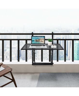 Railing Folding Table with 5-Level Adjustable Heights