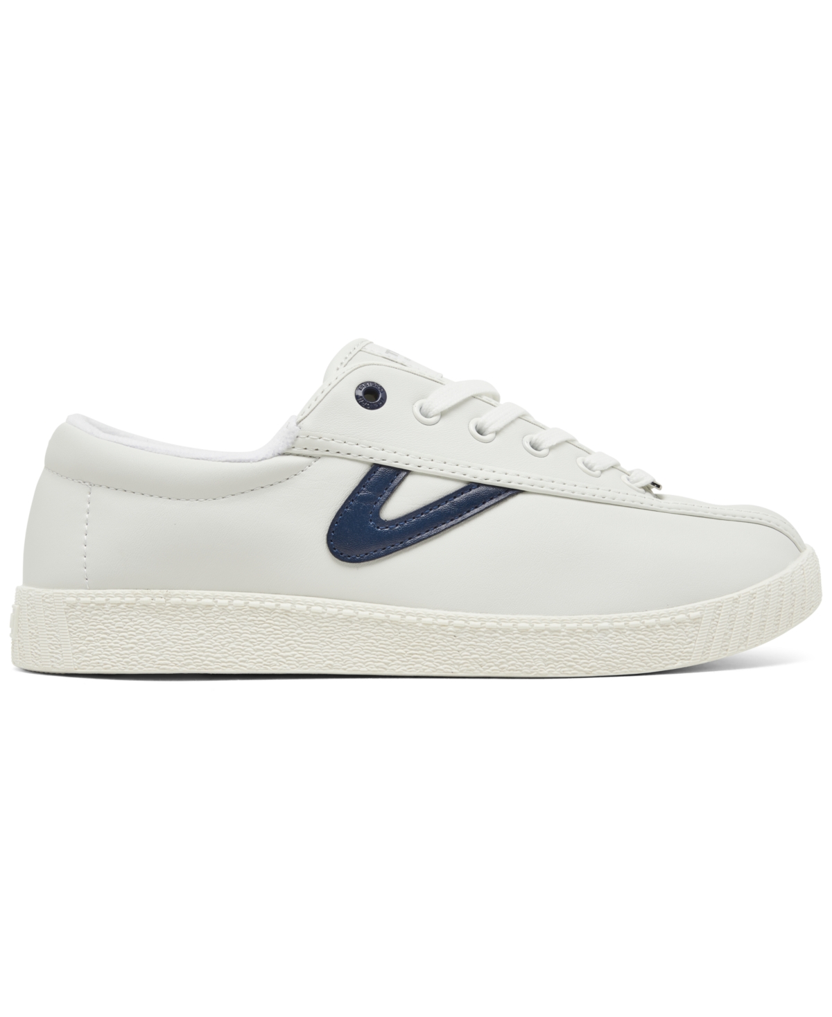 Tretorn Women s Nylite Icon Leather Casual Sneakers from Finish Line White Navy Smart Closet