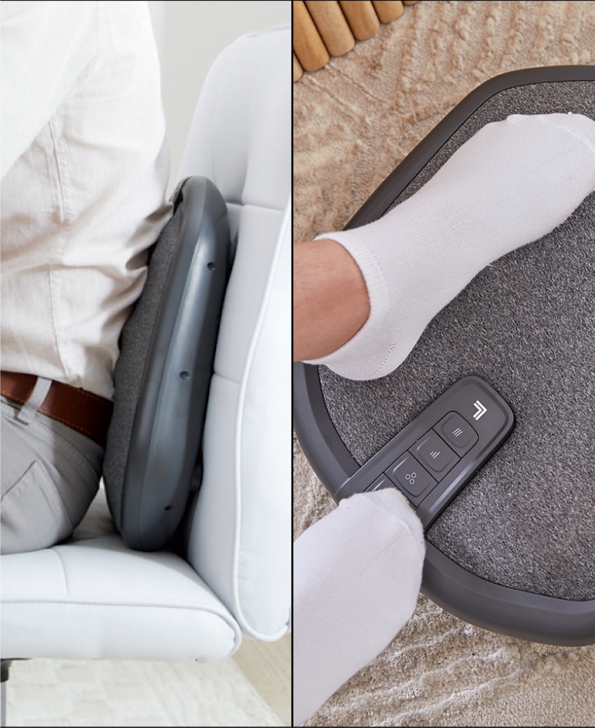 SHARPER IMAGE SHIATSU FOOT AND BACK MASSAGER WITH HEAT 