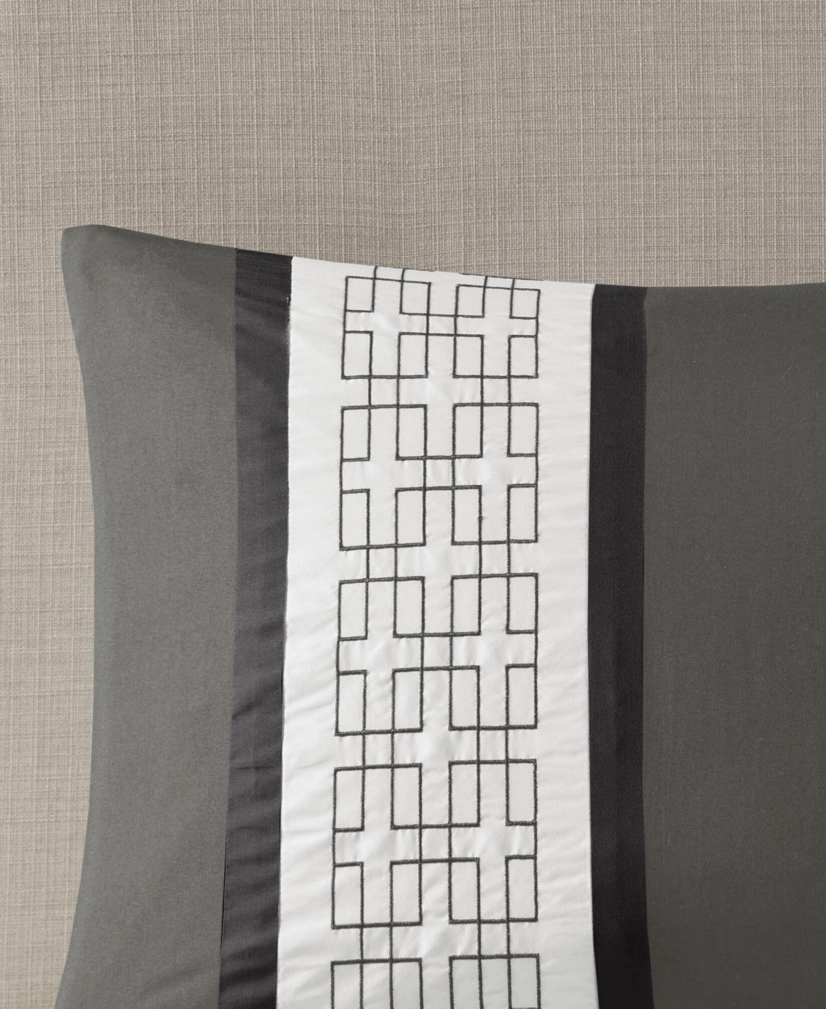 510 Design Powell Embroidered 8 Piece Comforter Set, California King In Dark Grey