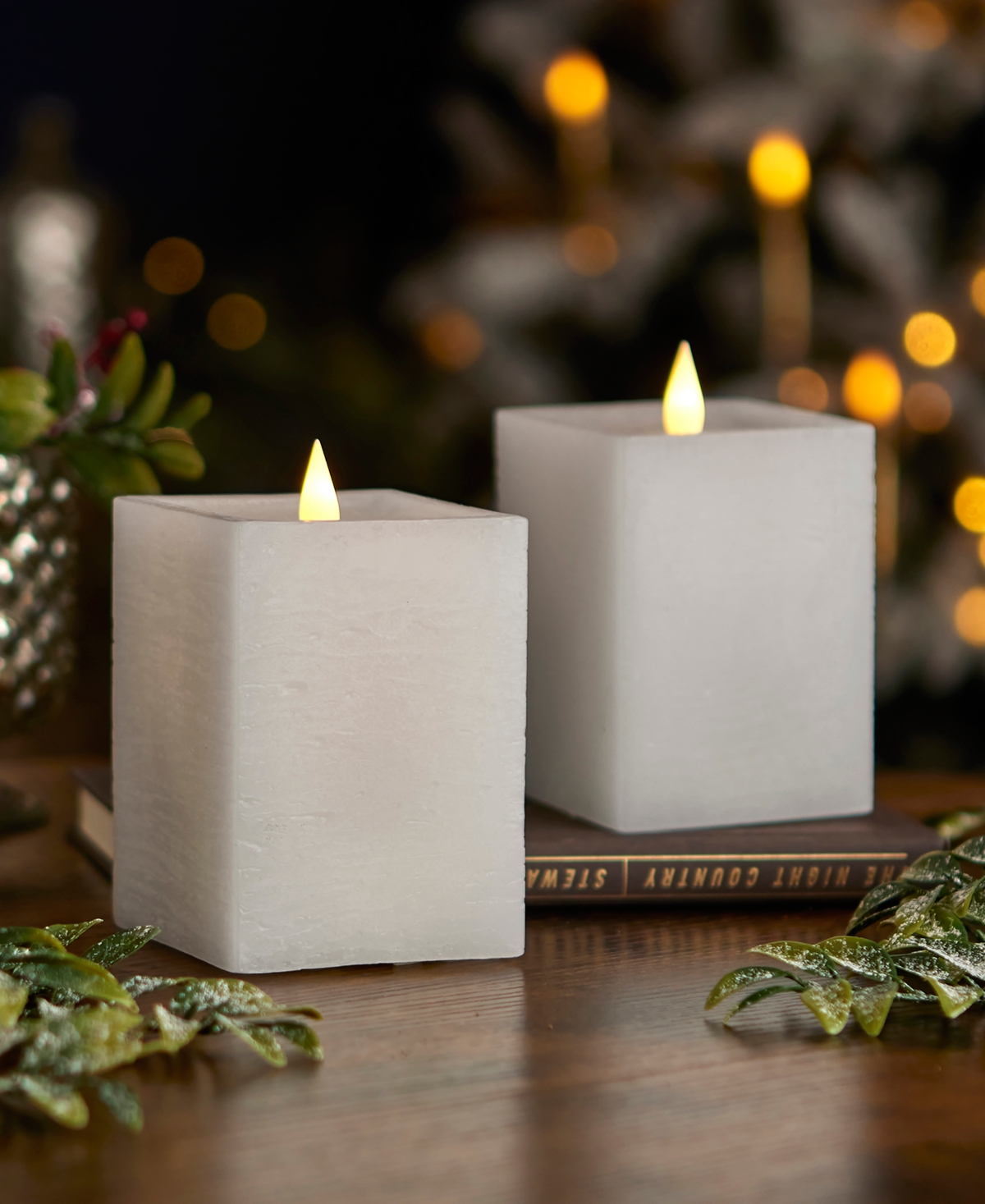 Seasonal Classic Motion Flameless Square Candle, 3x5 Set of 2