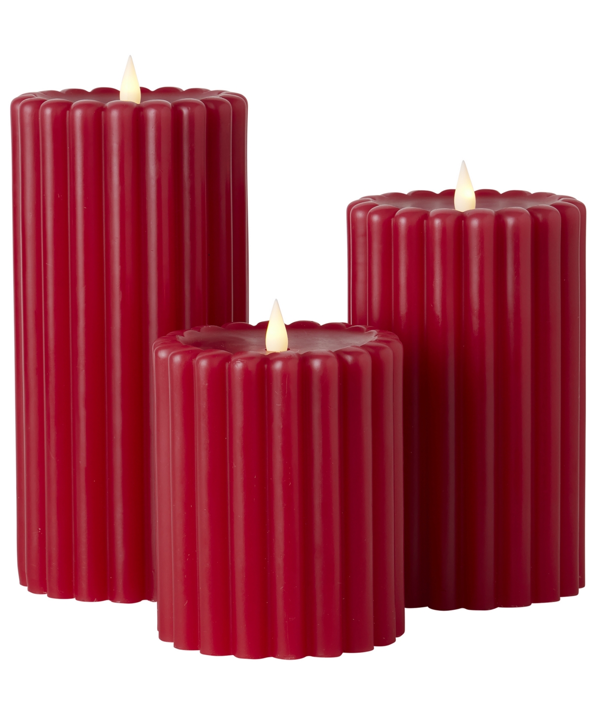 Seasonal Wide Ribbed Motion Flameless Candles, 4x6 In Red