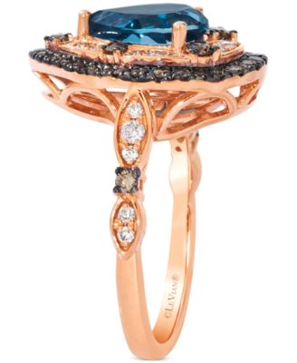 London Blue Topaz (1-3/4 ct. t.w.) & Diamond (5/8 ct. t.w.) Statement Ring in 14k Rose Gold
