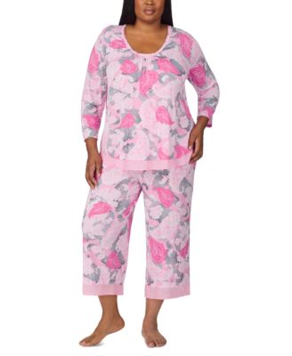 Ellen Tracy - Plus Size Printed Cropped Pajama Set