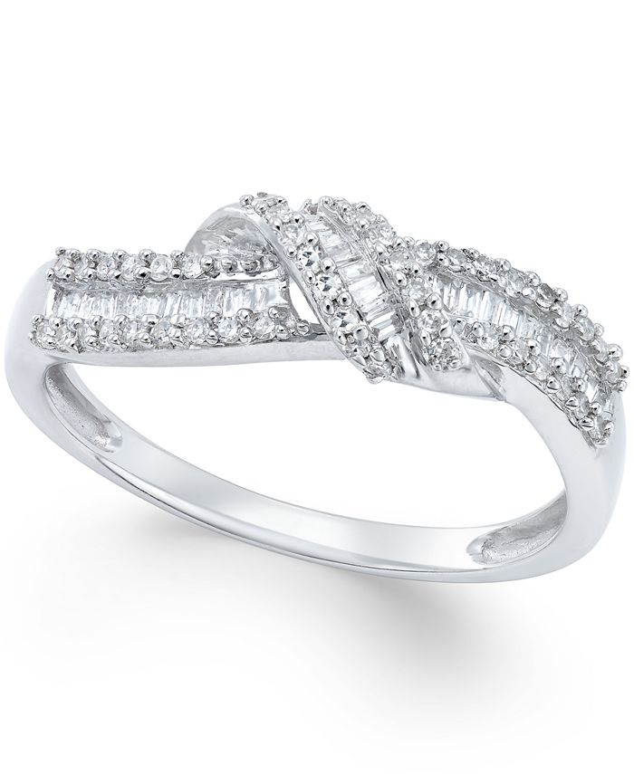 Macy's Diamond Knot Ring (1/4 ct. t.w.) in Sterling Silver - Macy's
