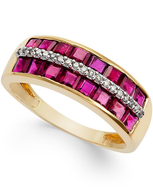 Macy&#39;s Ruby (2 ct. t.w.) and Diamond Accent Band in 14k Gold & Reviews - Rings - Jewelry ...
