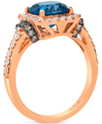 London Blue Topaz (2-1/2 ct. t.w.) & Diamond (3/4 ct. t.w.) Statement Ring in 14k Rose Gold