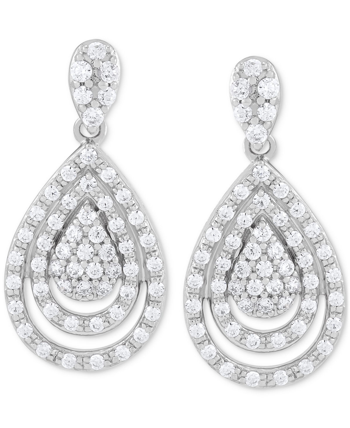 Macy's 2-pc. Set Diamond Teardrop Pendant Necklace & Matching Earrings (1 Ct. T.w.) In Sterling Silver In Sterling Silver